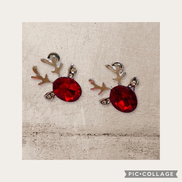 NEW HP Holiday Red Rhinestone Reindeer Earrings - Picture 2 of 4